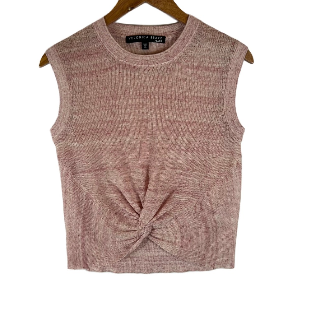 Veronica Beard‎ Jeans Pink Marled Knit Twisted Front Sleeveless Top XS